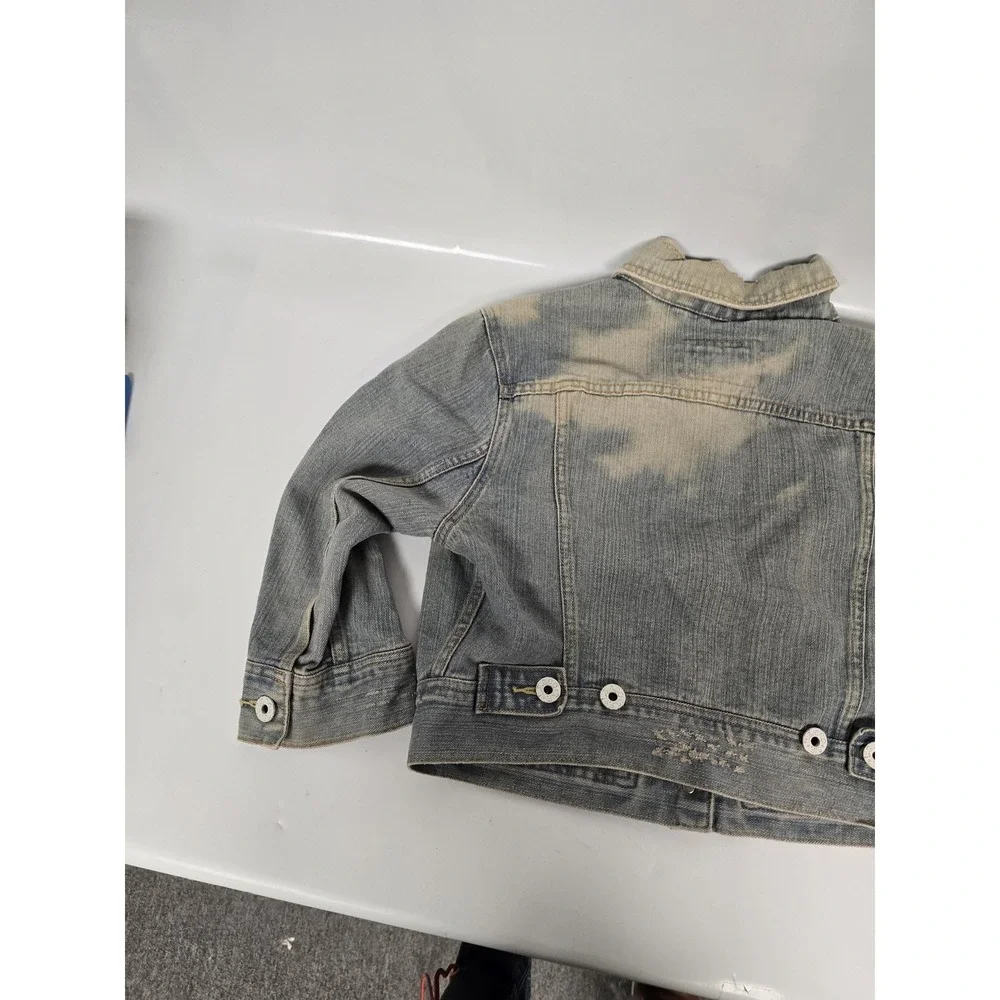 Levis Jeans Jacket Mens XL Blue Distressed Trucker Western Button Up Bleach Wash